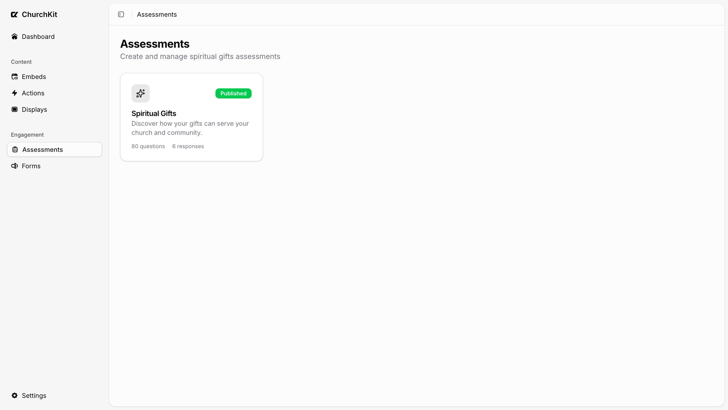Assessments in ChurchKit